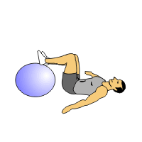 Hip bridge using exercise ball